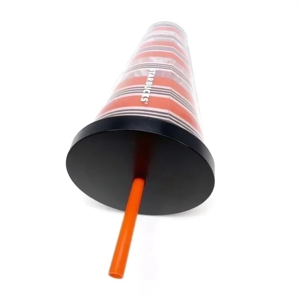Starbucks Venti Cold Cup Black & Orange Clear Stripes 2018 Sports Team New NWT